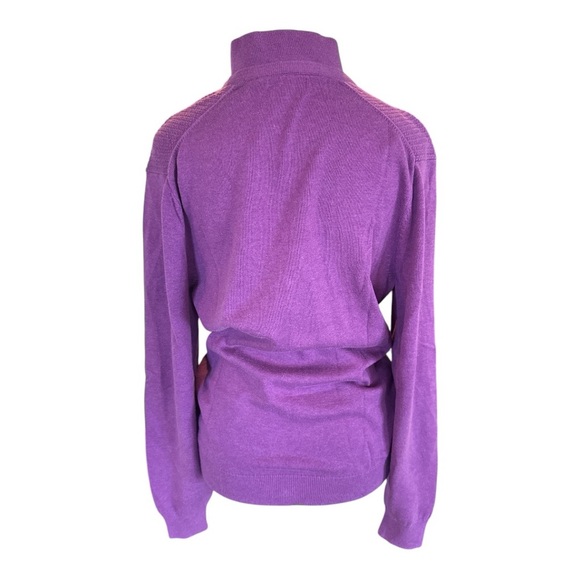 Massimo Dutti Purple Cable Knit Sweater M Silk Blend V-Neck Jumper - Picture 5 of 8